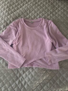 Habitual Lavender Braided-Shoulder Long Sleeve Top